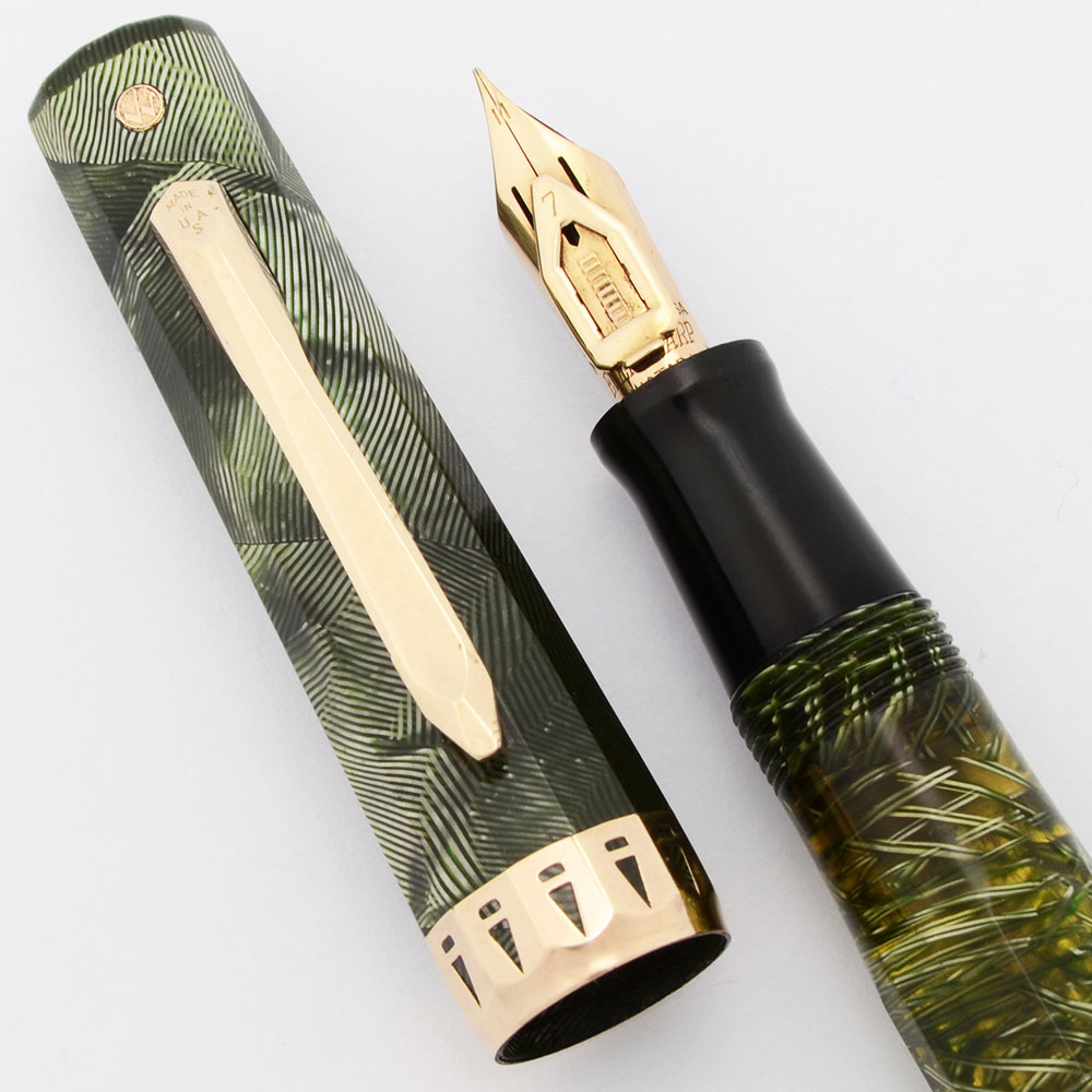 Wahl Doric Gold Seal Fountain Pen (2nd Gen.) - Green Shell, Vac 